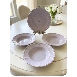 4 The Cellar Portugal Pale Lavender Embossed Scalloped Rim 9”W Dinner Bowls